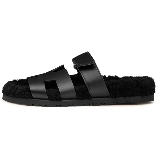 HERMES Chypre Slide Slippers Women's Black
