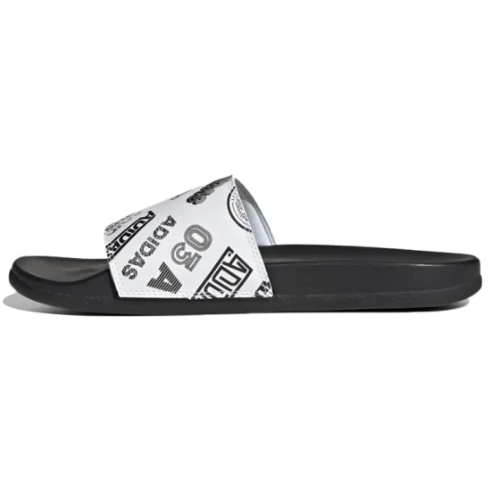 Adilette Adidas Comfort Slide 'All Over Logos   White'