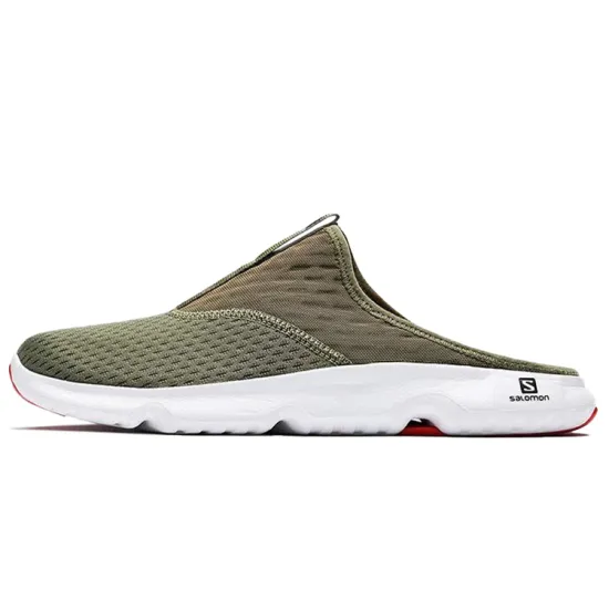 SALOMON Rubber Sole Slip-Resistant Massage Slide Slippers Men's Moss Green