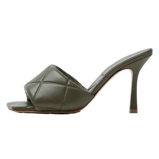 Bottega Veneta Lido Slide Slippers Women's Khaki