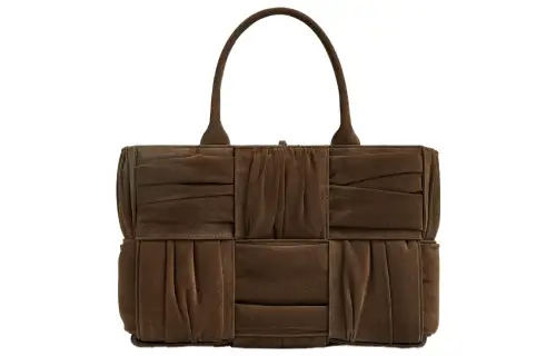 Bottega Veneta ARCO Suede Tote Bag, Shopping Bag, Handbag Small Women's Dark Brown
