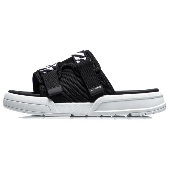 LiNing Rubber Sole Slide Slippers Women's Black White