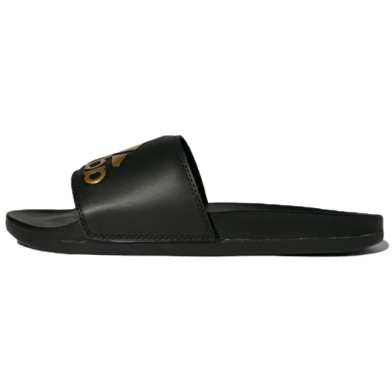 Adidas Adilette Comfort Slides Core Black Gold Metallic