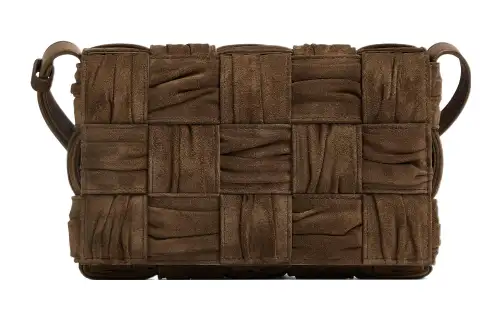 Bottega Veneta CASSETTE Suede Shoulder Bag, Crossbody Bag Regular Women's Brown