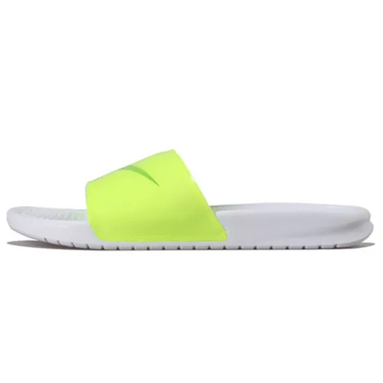 Nike Benassi Jdi Print Fluorescence Yellow Slippers Volt white