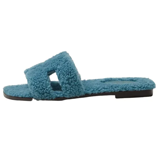HERMES Oran Sandal Blue Woolskin