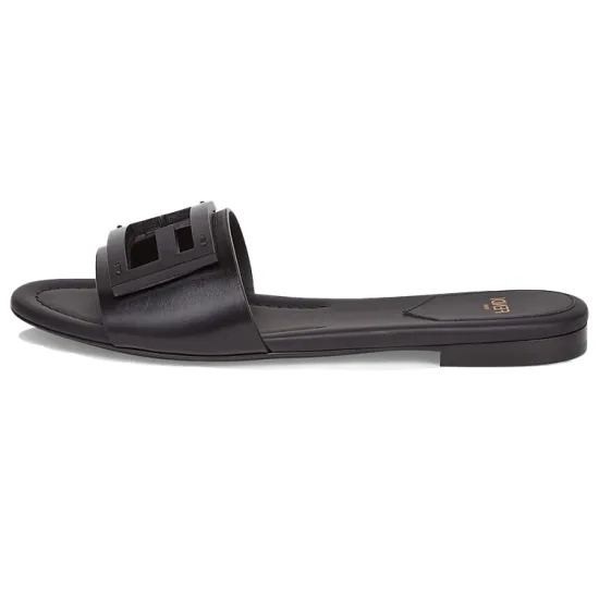 FENDI By Marc Jacobs Baguette Slides Black Leather Women's