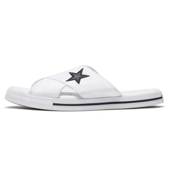 Converse One Star Slide Canvas White Slippers 'White Black' Women's
