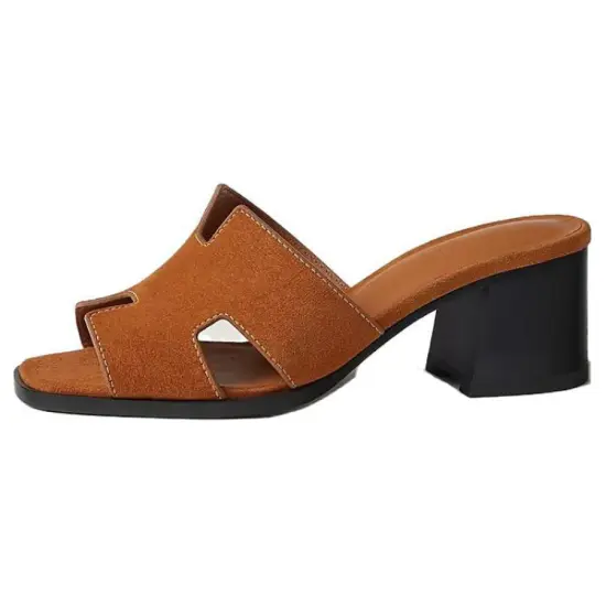 HERMES Helia Slide Slippers Women's Brown