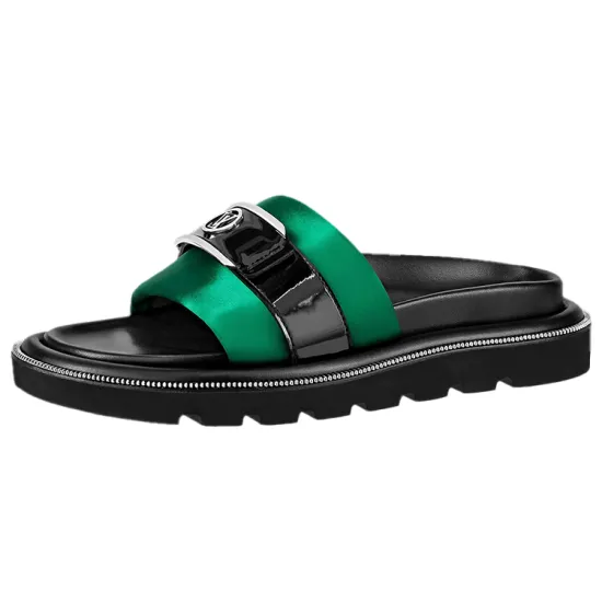 LOUIS VUITTON Pillow Slide Slippers Women's Black/Green