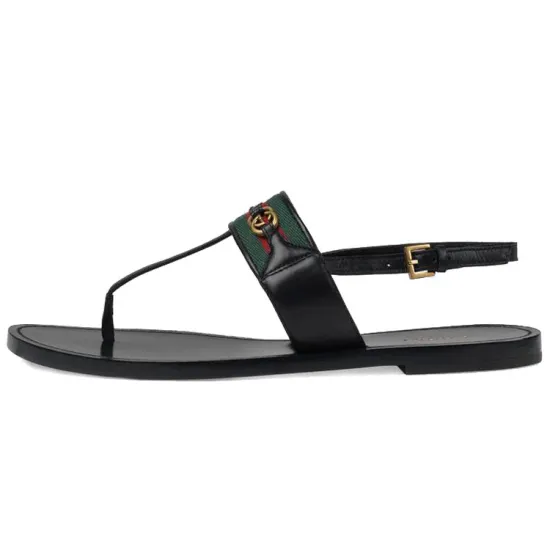 GUCCI Web Stripe T-bar Flat Sandals
