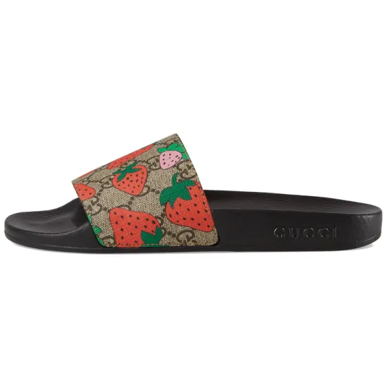 GUCCI GG Supreme Slide Sandals 'Strawberry' Women's
