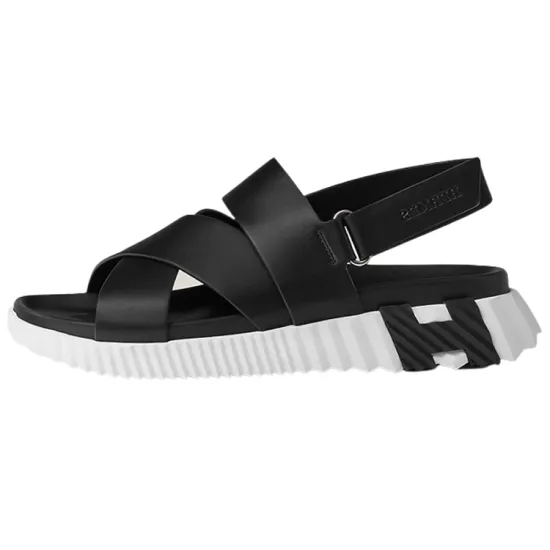 HERMES Electric Strap Sandals Men's Black