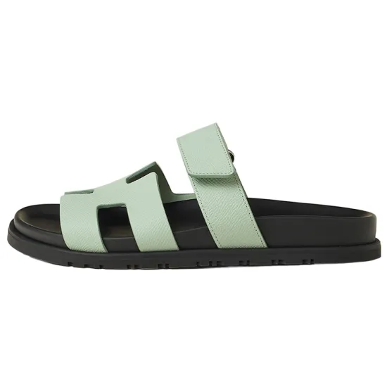 HERMES Chypre Slide Slippers Women's Light Green