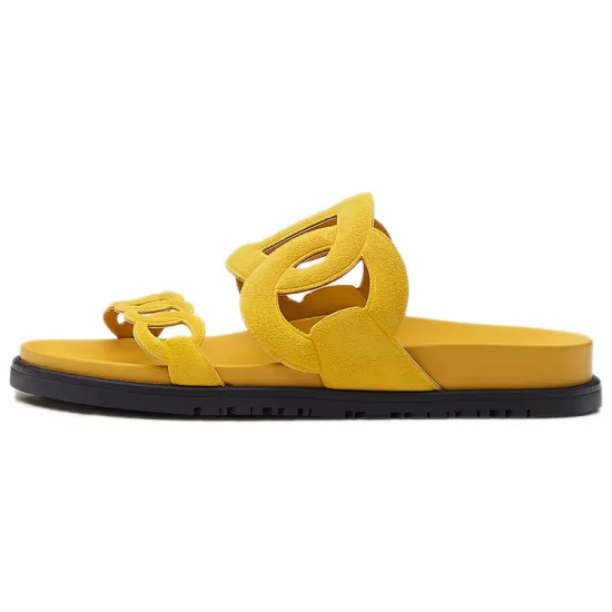 HERMES Extra Slide Slippers Women's Gravel Yellow