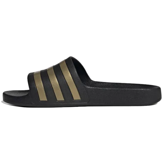 Adidas Adilette Aqua Slides Core Black Gold Metallic
