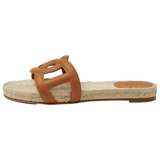 HERMES Famosa Quiet Slide Slippers Women's Brown
