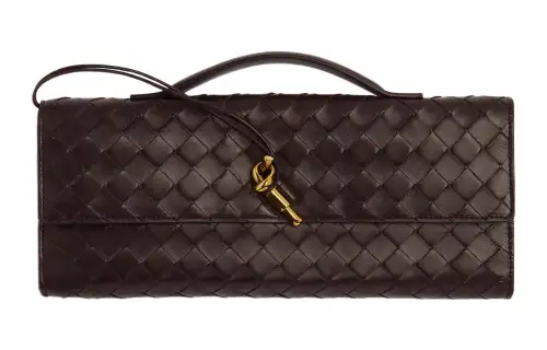 Bottega Veneta Andiamo Lambskin Clutch Women's Dark Brown
