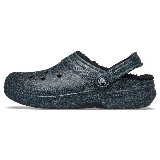 Crocs Classic Glitter Black Lined Clogs 'Starry Skies' Women's
