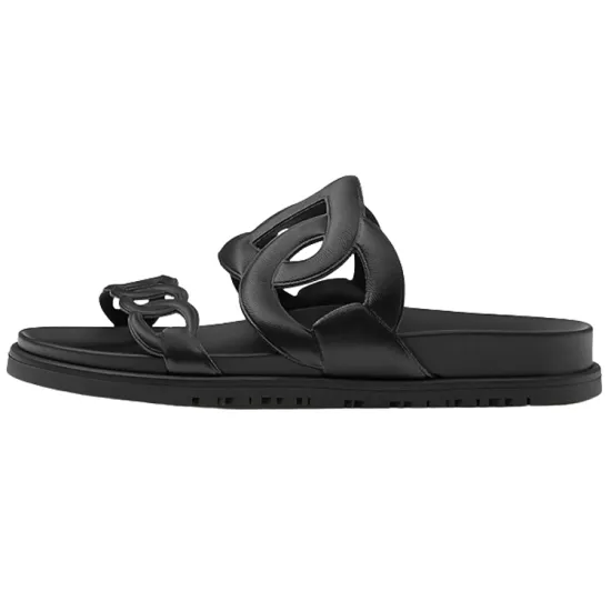 HERMES Slide Slippers Women's Black
