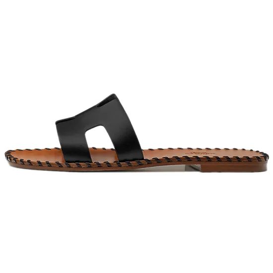 HERMES Oran Slide Slippers Women's Black Brown