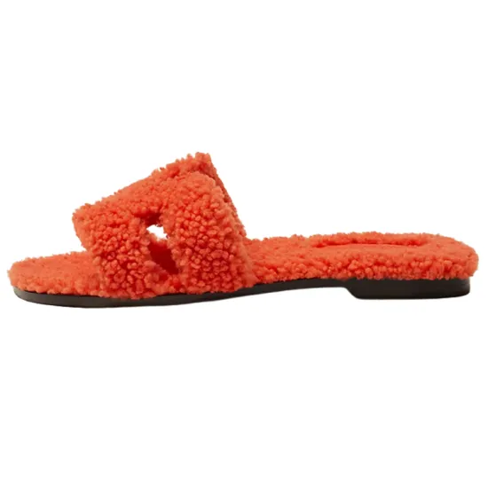 HERMES Oran Sandal Orange Woolskin