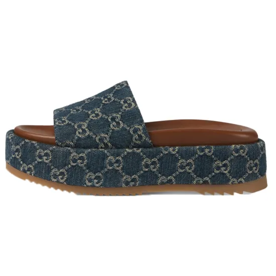 GUCCI Women's Platform Slide Sandal 'Allover Gg Denim' Women's