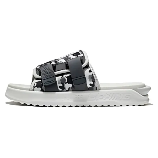 LINING Slide Slippers Men Stone Gray/Ebony Black