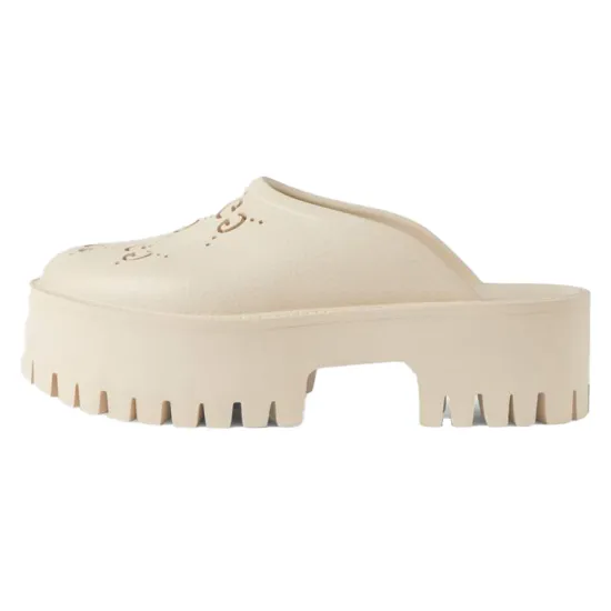 GUCCI Women's Platform Perforated G Sandal 'White Rubber'