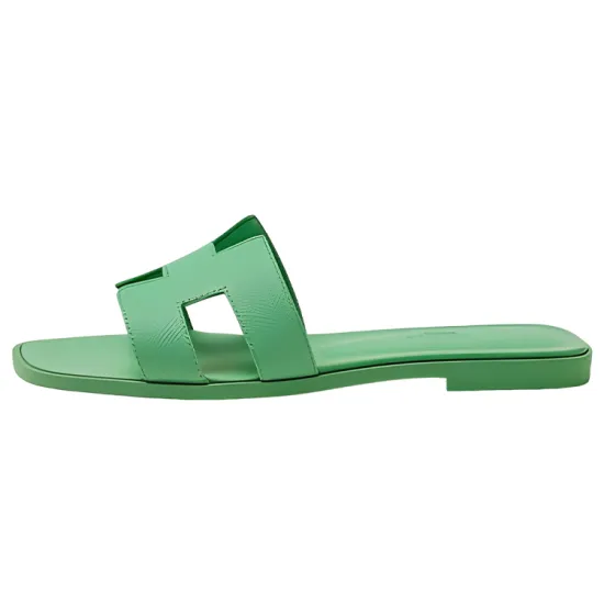 HERMES Oran Sandal Vert Pomme Epsom Calfskin Leather