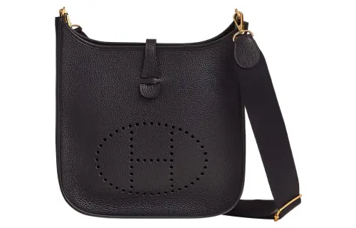 HERMES Evelyne Clemence Bullock Leather Shoulder Bag, Crossbody Bag 29 Women's 3Y Caban Black Tweed