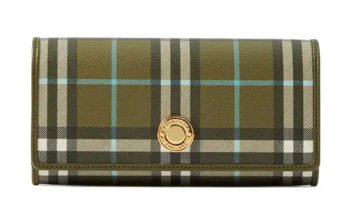 Burberry Polyurethane With Calfskin Wallet Regular Women's Olive Green