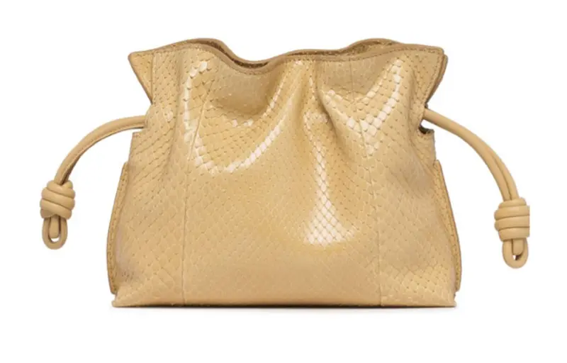 LOEWE Flamenco Magnetic Closure Leather One Shoulder Crossbody Clutch Women's Light Brown