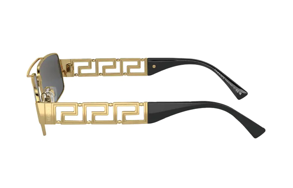 Солнцезащитные очки Versace Rectangle (черно-золотые) — Чёрный, Золото — фото 4