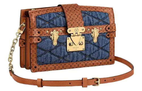 LOUIS VUITTON Trunk Clutch Quilted Denim Blue