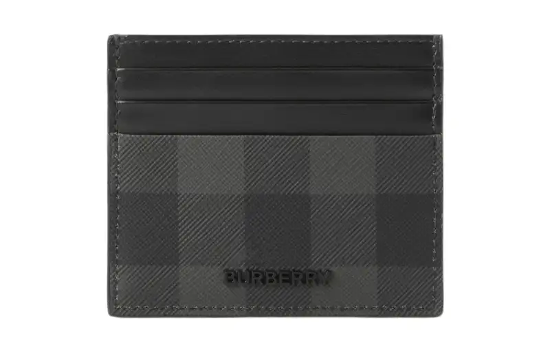 Burberry Artificial Leather With Cotton Card Holder Men's Charcoal Gray