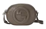 GUCCI Blondie Leather Crossbody Bag, Shoulder Bag Women's Brown Gray