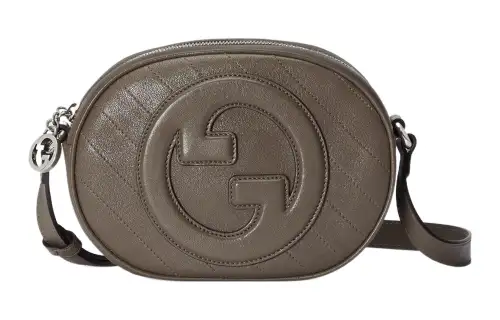 GUCCI Blondie Leather Crossbody Bag, Shoulder Bag Women's Brown Gray