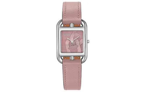 HERMES Cape Cod Collection Wrist Watches Quartz Movement Genuine Leather Strap Pink Watch Dial Women's Watch