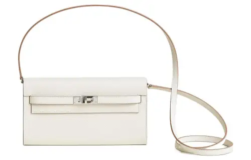 HERMES Kelly To Go Epsom Leather Crossbody Wallet 19 Women's M4 Gris Pale Cream Gray
