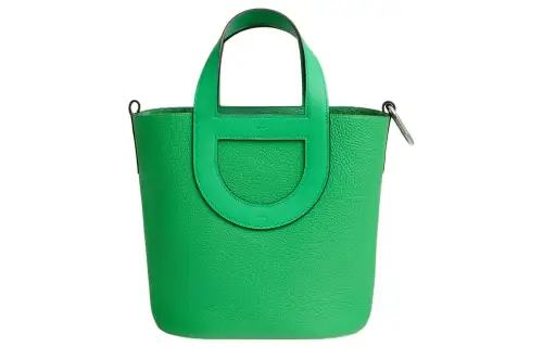 HERMES In The Loop Taurillon Clemence Bullhide With Swift Leather Bucket Bag Handbag 18 Women's Comic Green