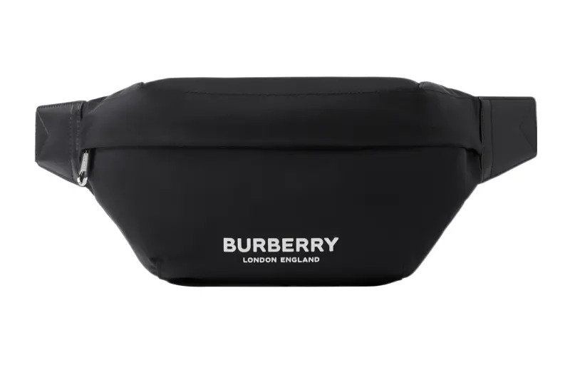 Burberry Logo Print Nylon Sonny Bum Bag Black/White