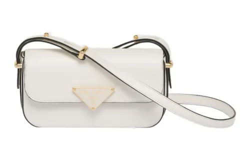 PRADA Leather Crossbody Bag, Shoulder Bag Women's White