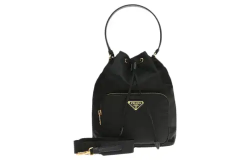 PRADA Nylon Bucket Bag, Handbag, Shoulder Bag, Crossbody Bag Regular Women's Black