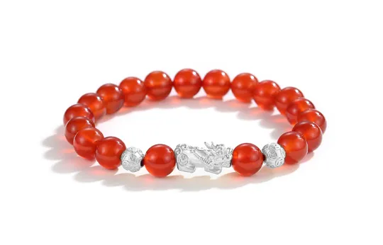 TRUE ME 999 Fine Silver, Agate, Obsidian Beaded Bracelets Unisex