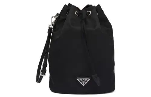 PRADA Re Nylon Fabric One Shoulder Handbag Women's Black