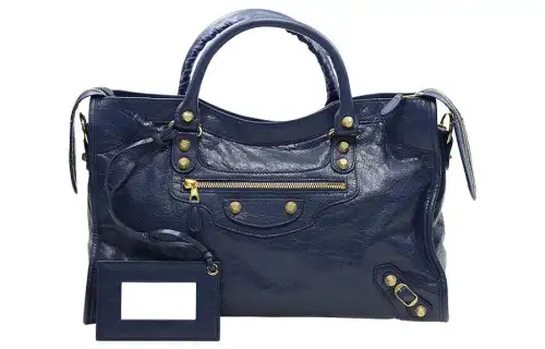 Balenciaga Sheepskin One Shoulder Handbag Women's Dark Blue