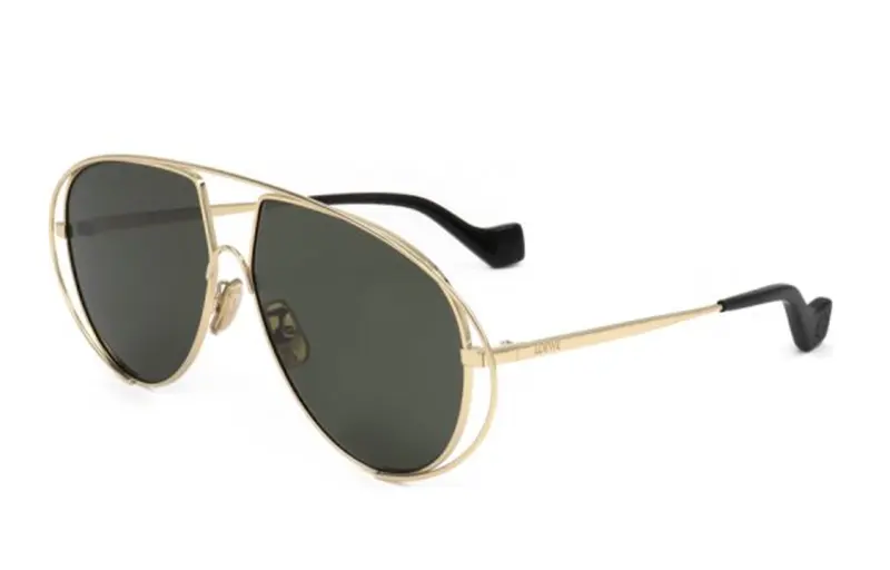 LOEWE Acetate Metal Aviator Sunglasses Unisex Gold