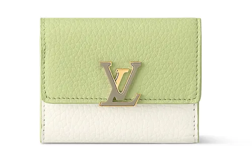 LOUIS VUITTON Capucines Taurillon Cow Leather Capson Wallet Extra Small Women's Green/White