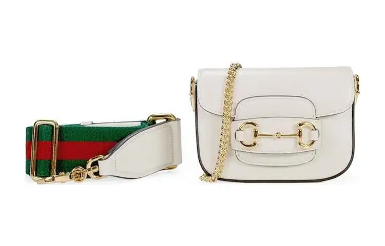 GUCCI Horsebit 1955 Leather Messenger Bag Saddle Bag Shoulder Bag, Crossbody Bag Mini Women's White